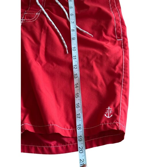 Joe Fresh Red Mens Swim Shorts L Drawstring Elastic Waist Anchor Logo - Picture 5 of 8